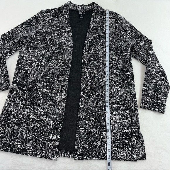 Clara Sun Woo Open Cardigan Blazer Pockets Oversized Size Med Black White - Picture 7 of 10